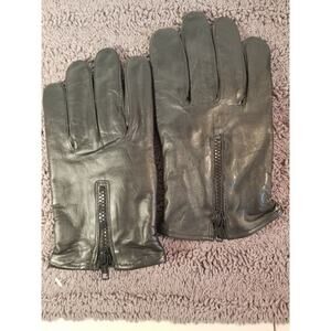 Mens‎ BLACK Leather UnZip Easy Off/On Gloves Size XXL Moto Style